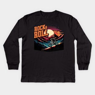 Rock and Roll Mountain Bike Design Kids Long Sleeve T-Shirt